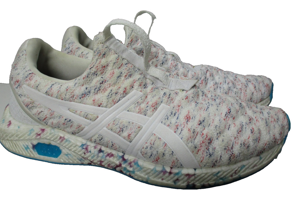 ASICS Hyper GEL-Kenzen White Blue Red Womens Sz 10 Slip On Shoes Knit